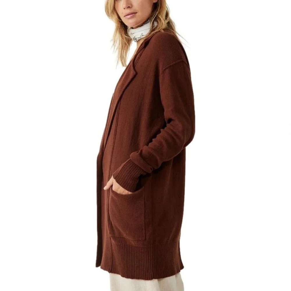 Free People Oversized Desert Blazer Chestnut NWT cardigan style - Picture 7 of 14